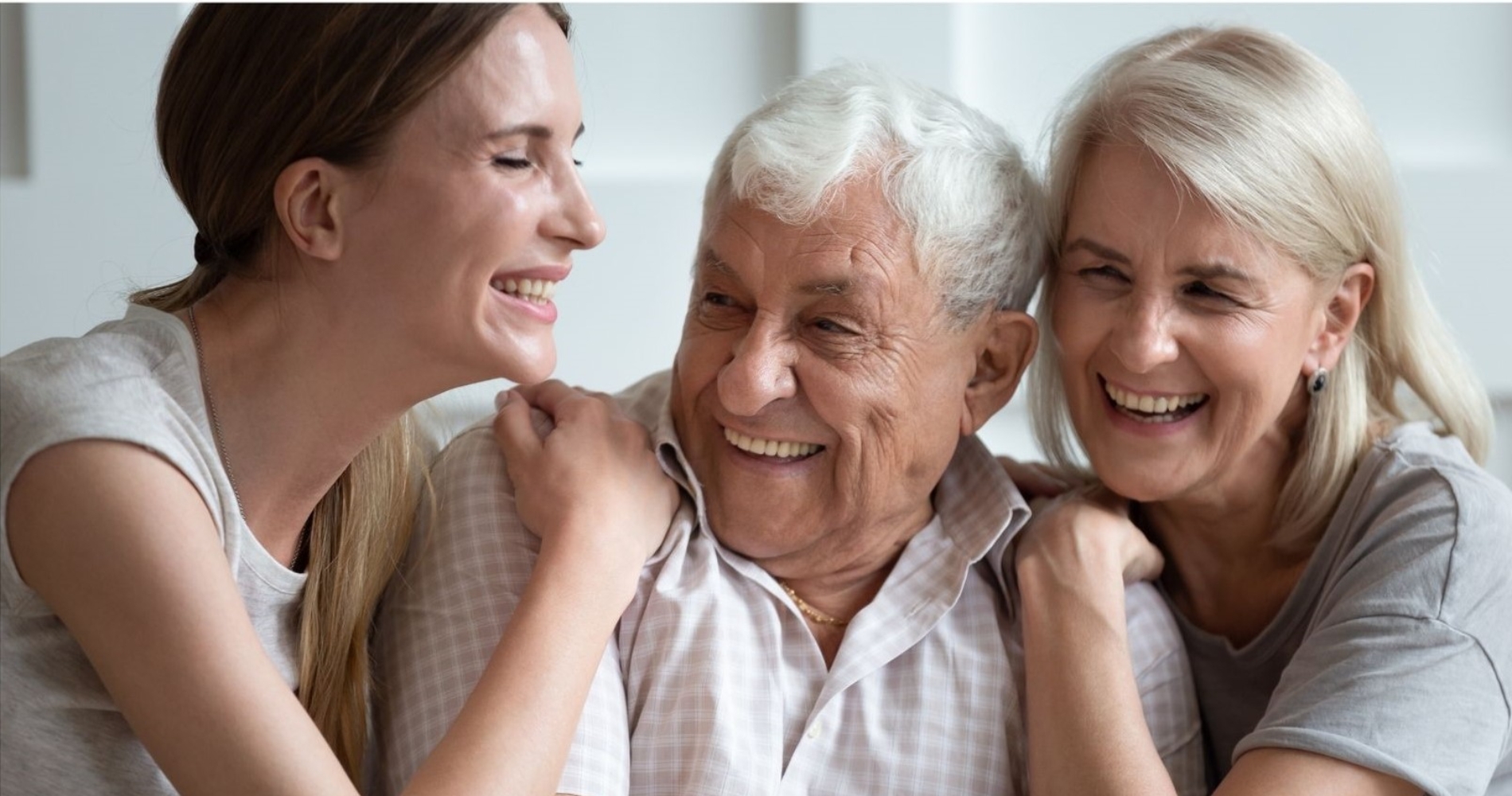 a family laughing together